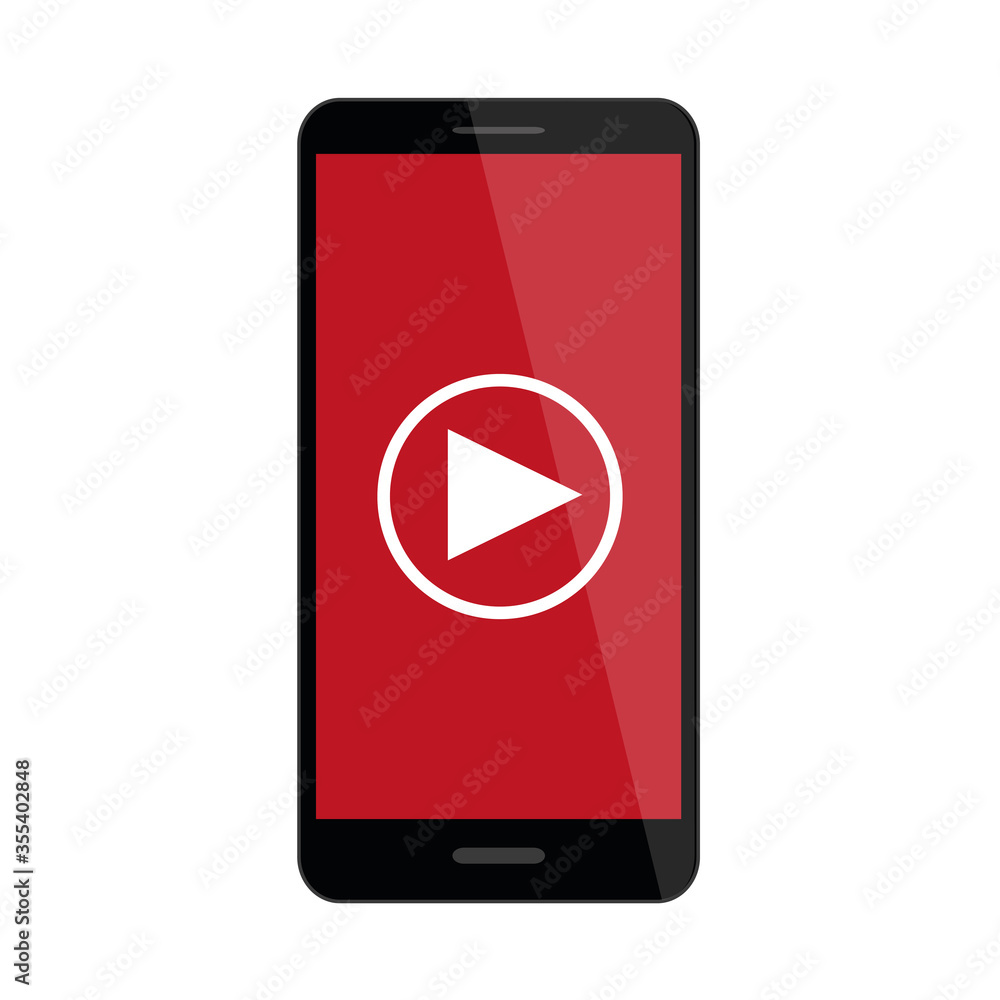 smartphone with video player app on screen vector illustration EPS10 smartphone with video player app on screen vector illustration EPS10