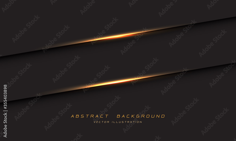 Abstract gold light line shadow on dark grey metallic design modern luxury futuristic background vector illustration.