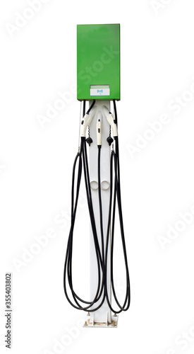 Electric vehicle charging station. Isolated on a white background.