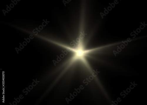 Anamorphic Lens Flare and Bokeh Isolated on Black Background