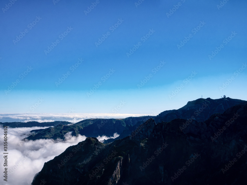 View to Mountains in the clouds. Madeira Island.
