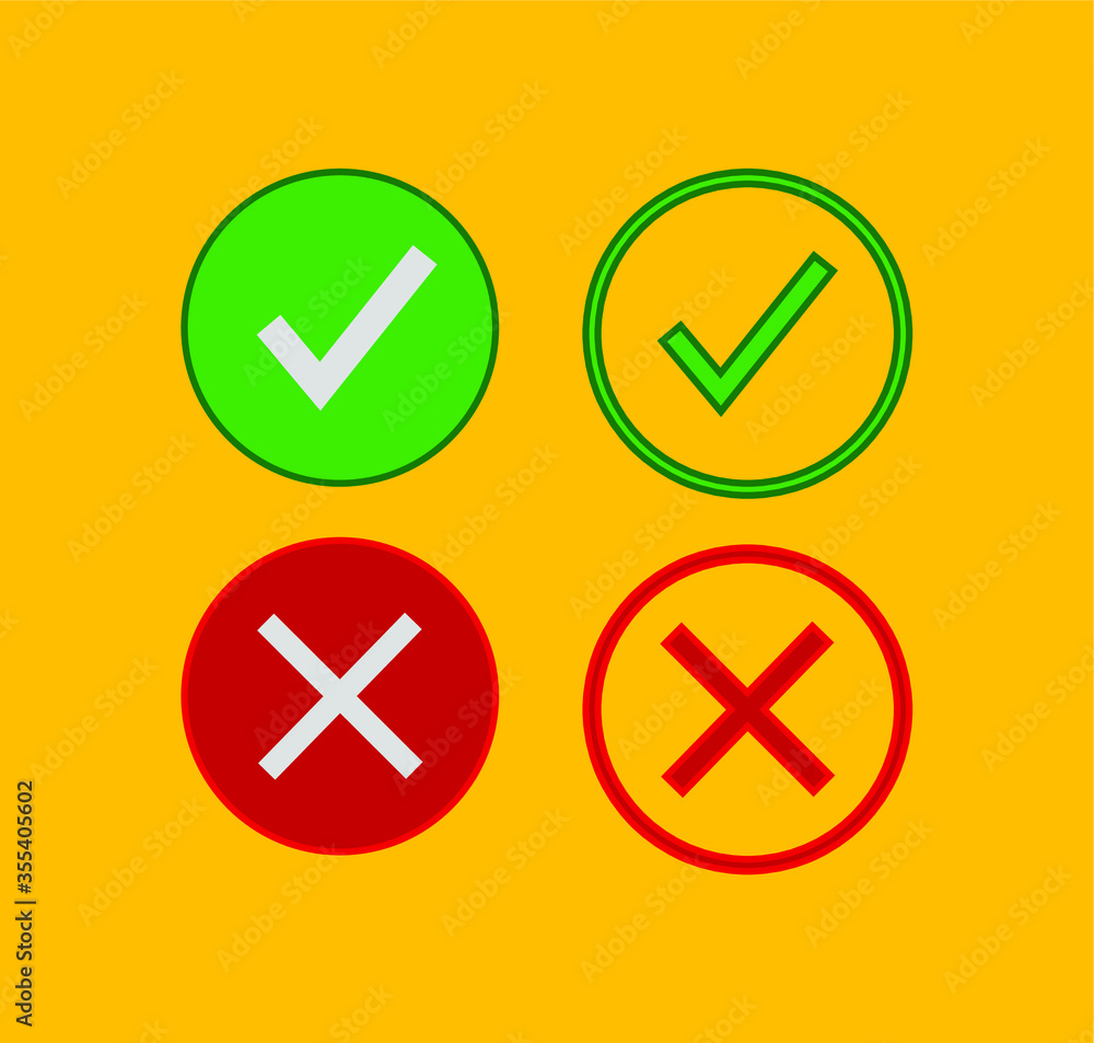 Check mark and X mark icon. illustration for web and mobile design. Check mark and X mark icon. illustration for web and mobile design.