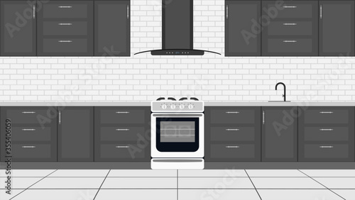 Fotografie Stylish kitchen in a flat style