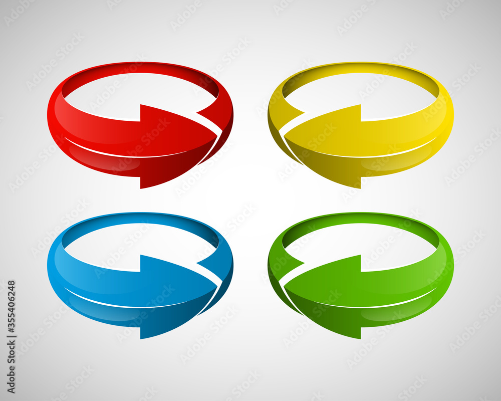 Four curved arrow. 4 direction banner shape. Trend form Four curved arrow. 4 direction banner shape. Trend form