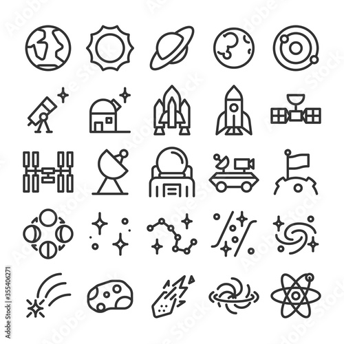 宇宙 宇宙科学 天文学 アイコン セット