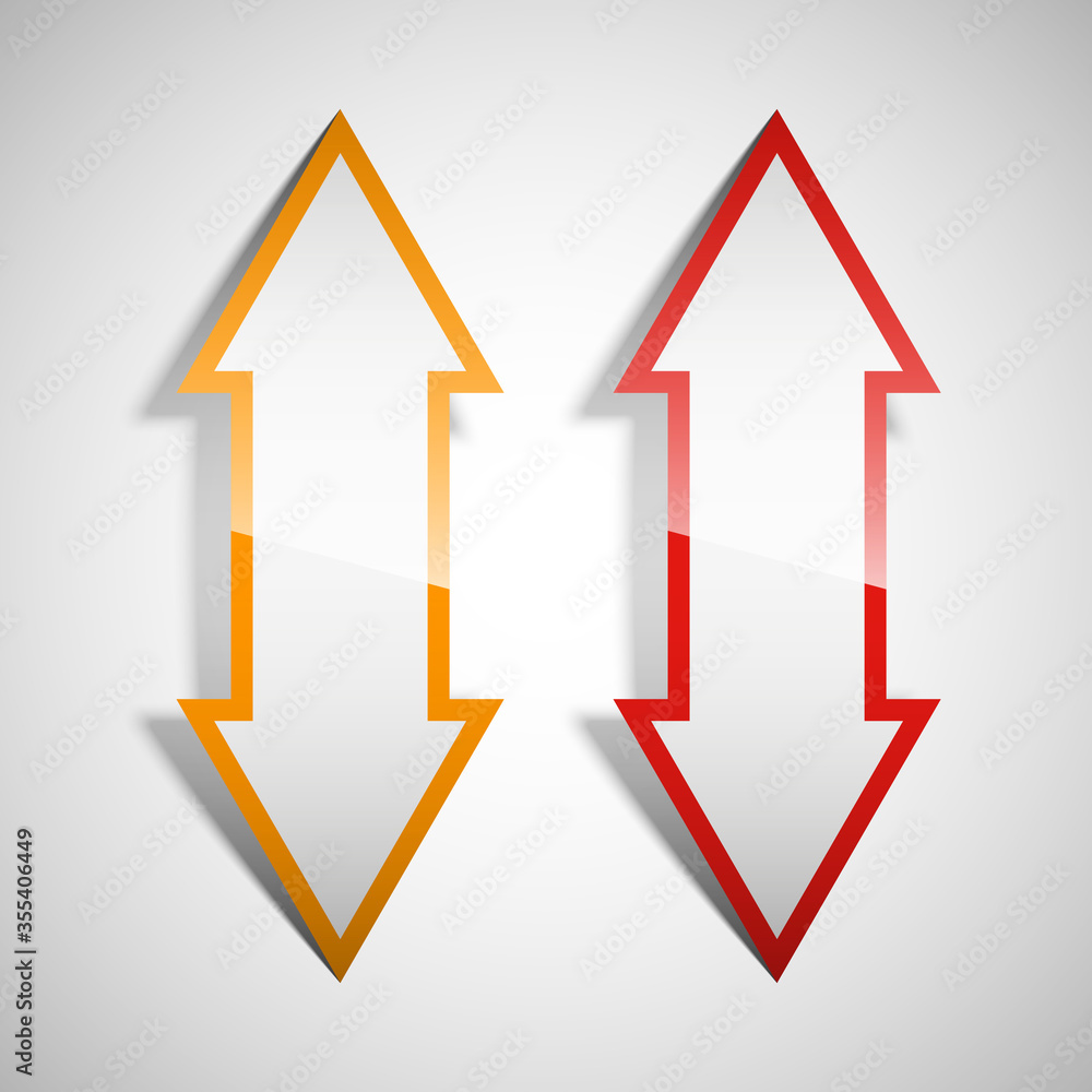 Two curved arrow. 2 direction banner shape. Trend form Two curved arrow. 2 direction banner shape. Trend form