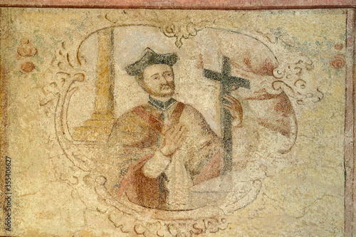 Saint Francis Xavier, fresco at Holy Trinity Parish Church in Donja Stubica, Croatia photo