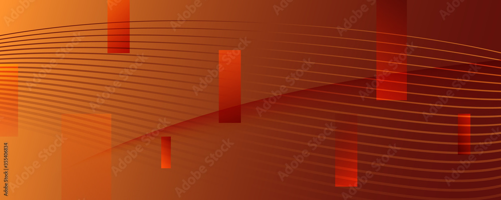 Naklejka premium Color Fluid Flow. Orange Dynamic Landing Page. 3d 