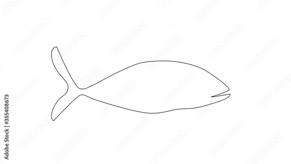 Self drawing animation of fish. Copy space. White background. Self drawing animation of fish. Copy space. White background.