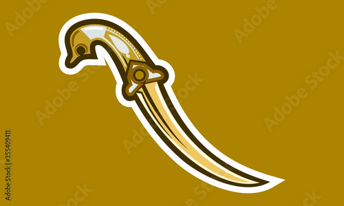 Classic Arabic dagger Khanjar  vector icon illustration