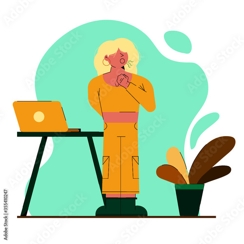 cute new normal people with mask vector