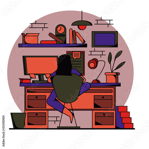 cute new normal people with mask vector