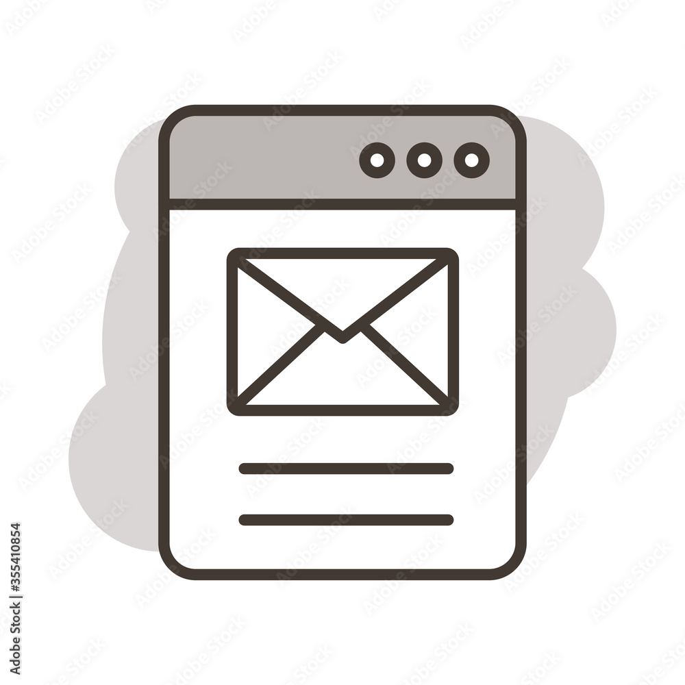 webpage with envelope mail line style webpage with envelope mail line style