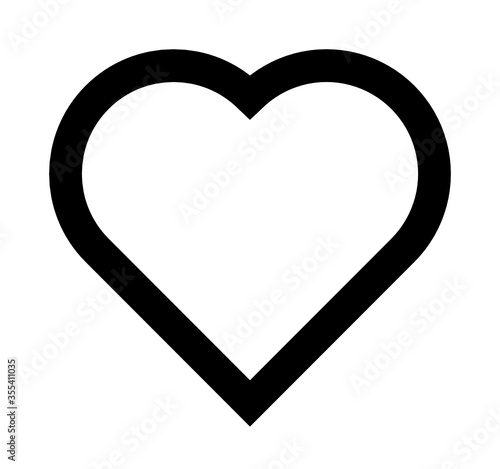 heart shape icon outlined, black heart
