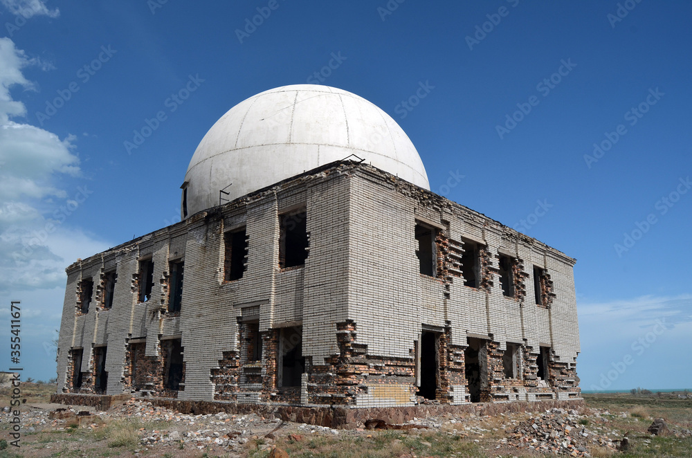 Fototapeta premium Abandoned Soviet military base in Central Asia.West Bank of Balkhash Lake