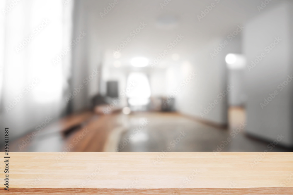 Empty desk platform indoor room house background. For product display montage.