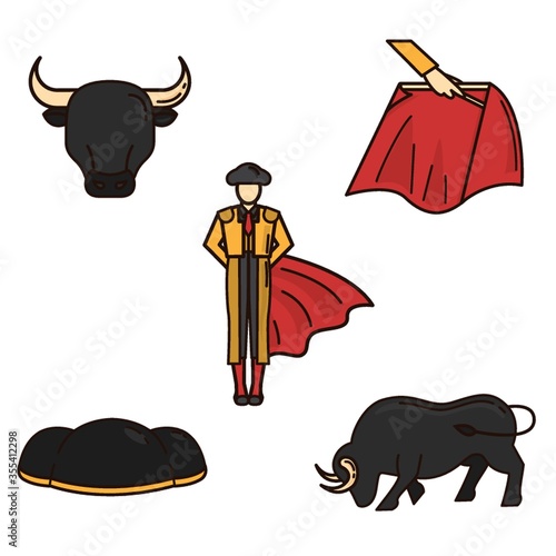 set of bullfighter icons