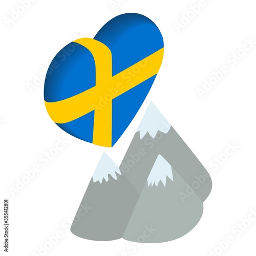 Sweden moutain icon. Isometric illustration of sweden moutain vector icon for web