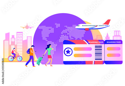ravel planning, holiday vacation organization. people booking travel online . modern hotel service concept. Website  web page template