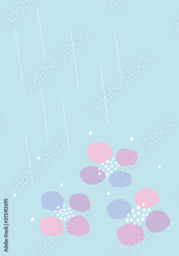 紫陽花　雨　梅雨　イラスト
