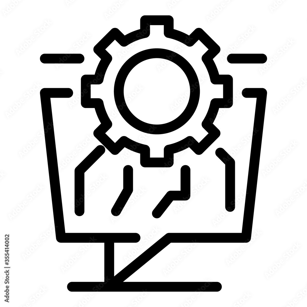 Gear chat engineer icon. Outline gear chat engineer vector icon for web design isolated on white background Gear chat engineer icon. Outline gear chat engineer vector icon for web design isolated on white background