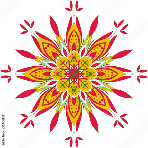 Flickering vector mandala ornamental design. Circle and symmetric 