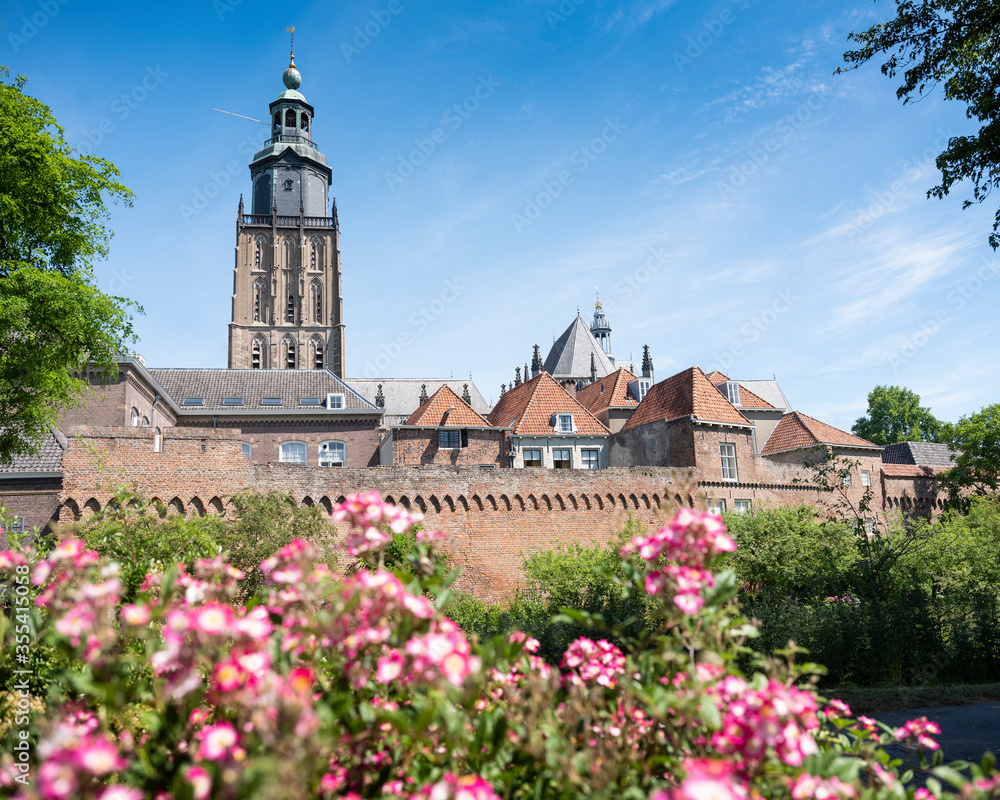 medeival skyline of old city zutphen in the netherlands