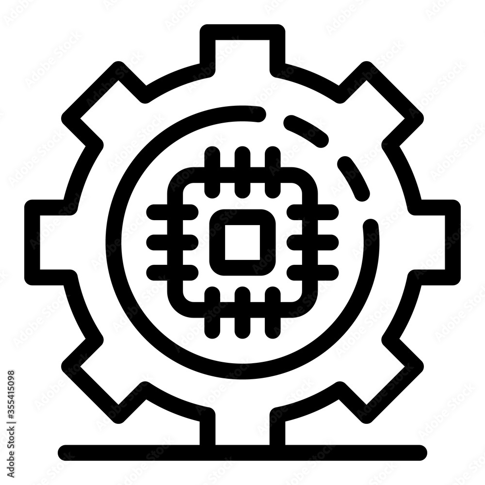 Processor gear wheel icon. Outline processor gear wheel vector icon for web design isolated on white background Processor gear wheel icon. Outline processor gear wheel vector icon for web design isolated on white background