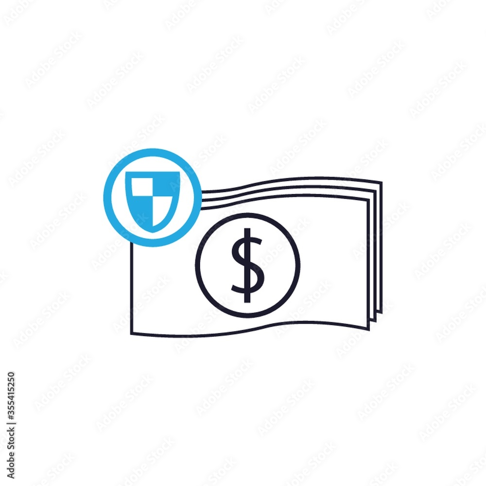 dollar bill with shield sign dollar bill with shield sign