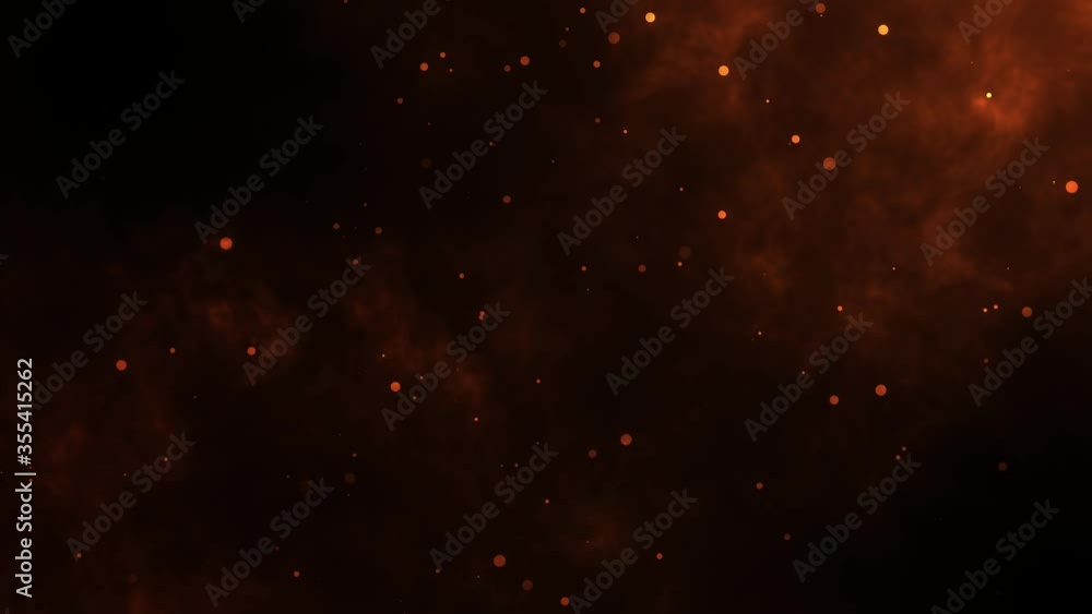 Particles flying in wind on fire background Animation