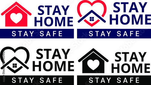 stay home stay safe flat icon collection vector isolated on white background