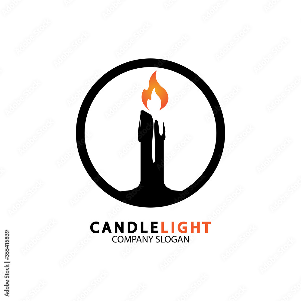 Obraz premium Candle light icon logo design vector template