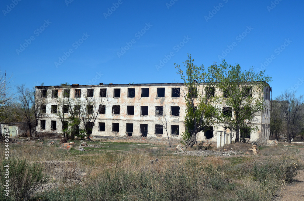 Abandoned Soviet military base in Central Asia.West Bank of Balkhash Lake Abandoned Soviet military base in Central Asia.West Bank of Balkhash Lake