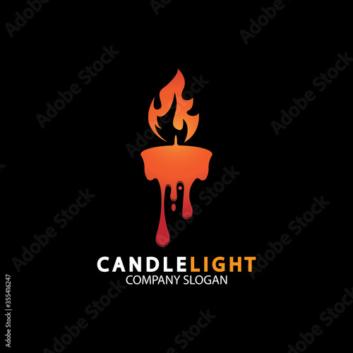 Candle light icon logo design vector template
