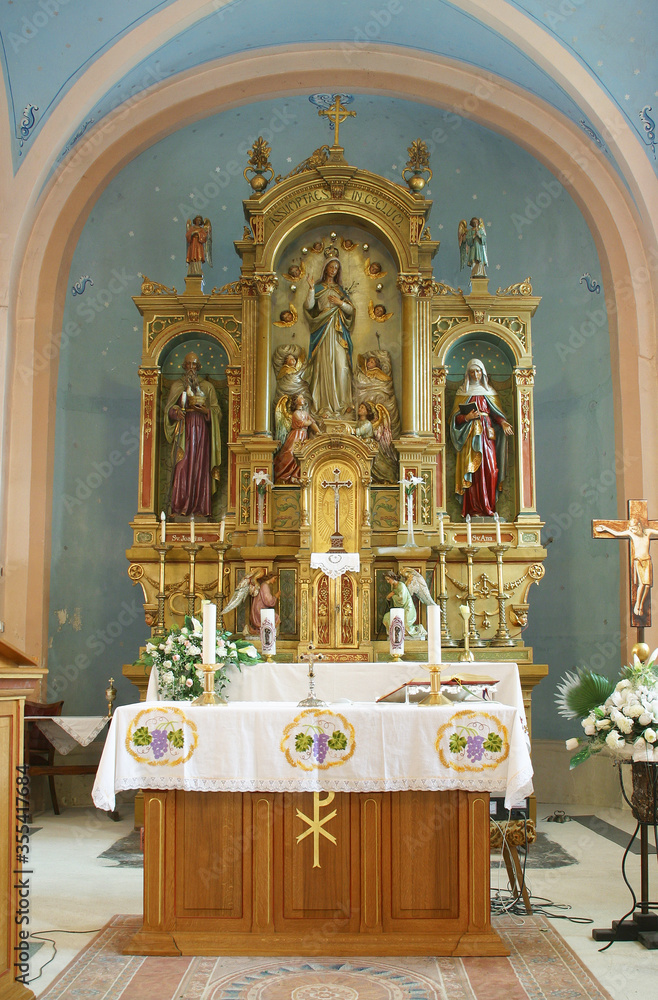 Fototapeta premium High altar in the parish church of the Assumption of the Virgin Mary in Pescenica, Croatia