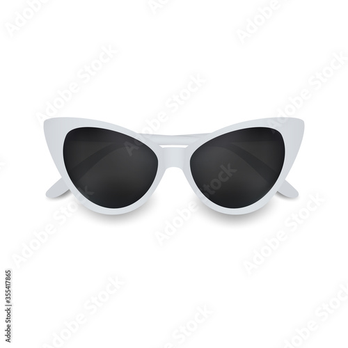 Sunglass isolated on a white background. Realistic icon white sunglasses. Vector illustration 3D. Design element.