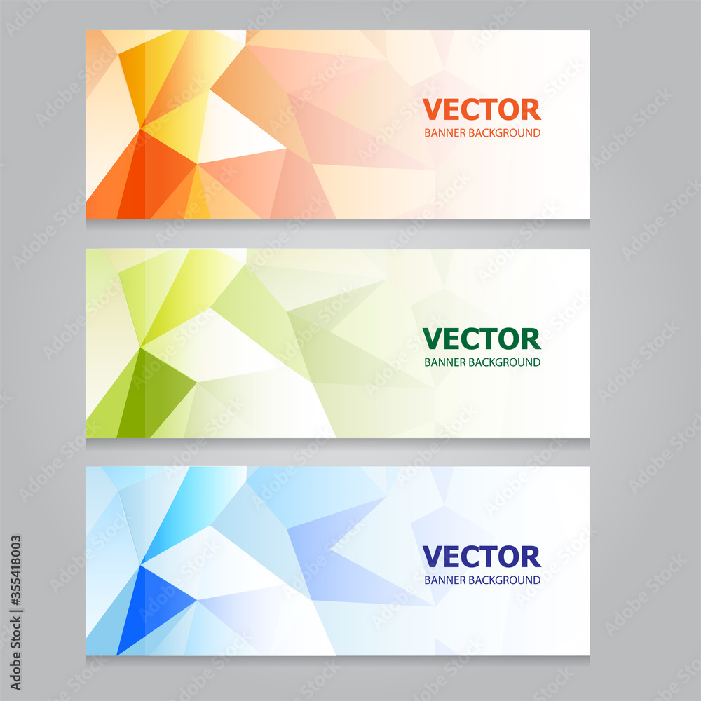 Set of abstract polygonal banner with business design template, Geometric triangular vector illustration. Set of abstract polygonal banner with business design template, Geometric triangular vector illustration.