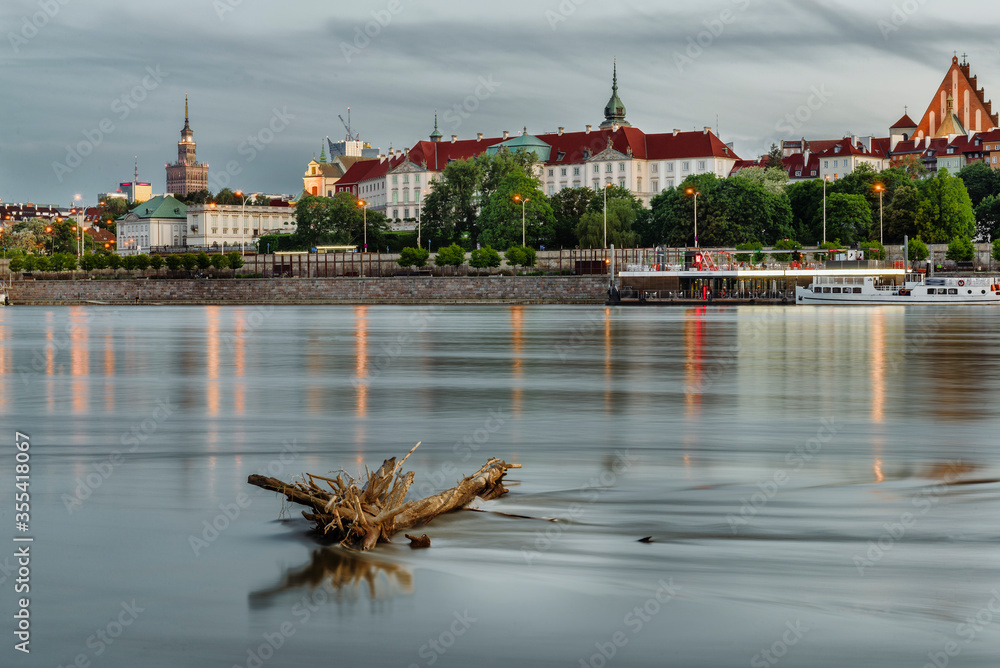 Fototapeta premium panoramic view of Warsaw skyline over Vistula river, Poland