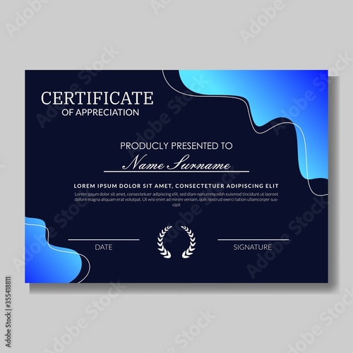 Creative certificate of appreciation best award template with colorfull geometric shapes composition, Use for print, certificate, diploma, graduation Eps10 vector template