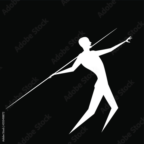 black & white javelin thrower vector