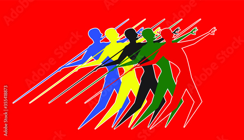 javelin thrower vector olympic colors