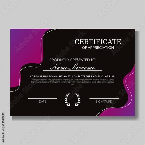 Creative certificate of appreciation best award template with colorfull geometric shapes composition, Use for print, certificate, diploma, graduation Eps10 vector template