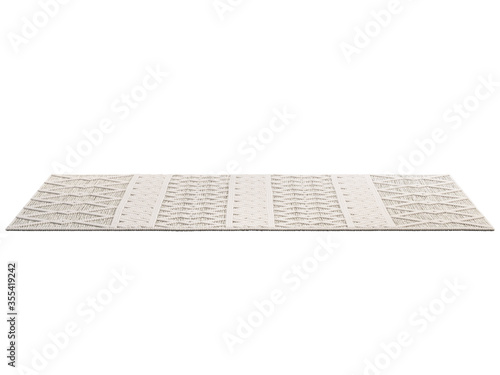 Handmade ivory farmhouse trellis wool area rug. 3d render
