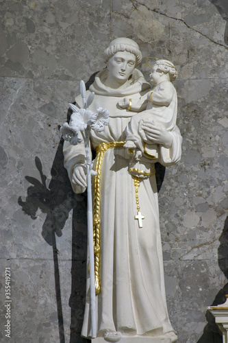 Saint Anthony of Padua statue on the altar in the Basilica of Our Lady of Bistrica in Marija Bistrica, Croatia