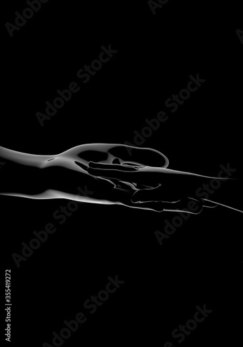 3d rendering. 3d illustration . Human parts with black background . Hand