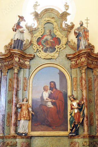 Altar of St. Joseph in the parish church of St. Francis Xavier in Vugrovec, Croatia