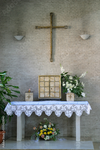 Altar in the parish church of St. Michael the Archangel in Zagreb, Croatia photo