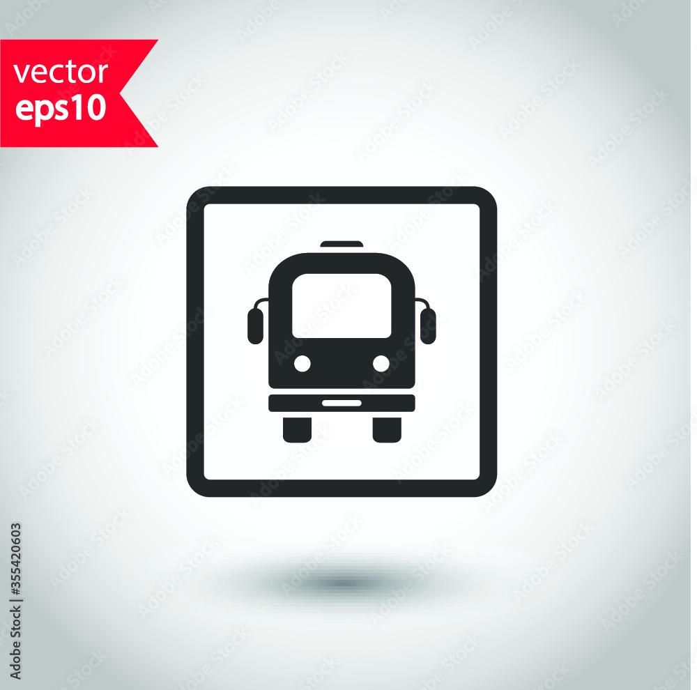 Transport bus vector icon. Bus front view icon. Vehicle icon. Studio background. EPS 10 vector sign. Bus flat sign design symbol pictogram Transport bus vector icon. Bus front view icon. Vehicle icon. Studio background. EPS 10 vector sign. Bus flat sign design symbol pictogram