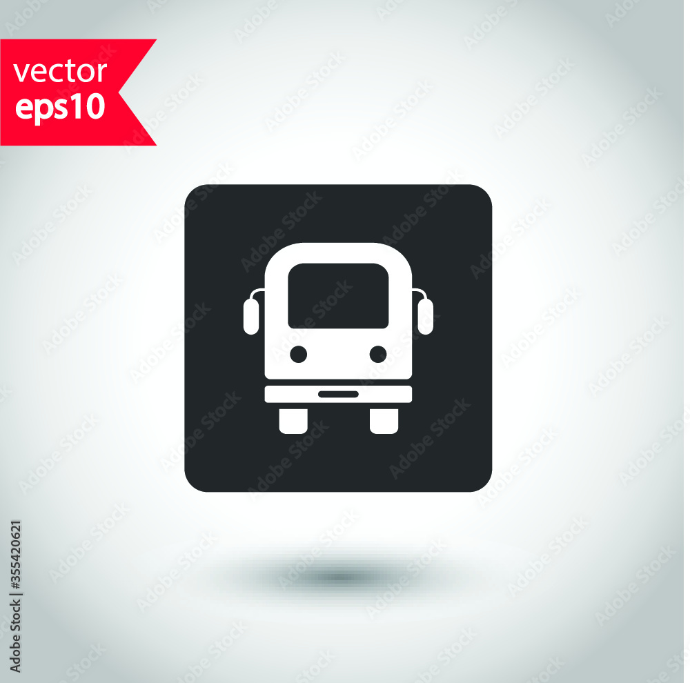 Transport bus vector icon. Bus front view icon. Vehicle icon. Studio background. EPS 10 vector sign. Bus flat sign design symbol pictogram Transport bus vector icon. Bus front view icon. Vehicle icon. Studio background. EPS 10 vector sign. Bus flat sign design symbol pictogram
