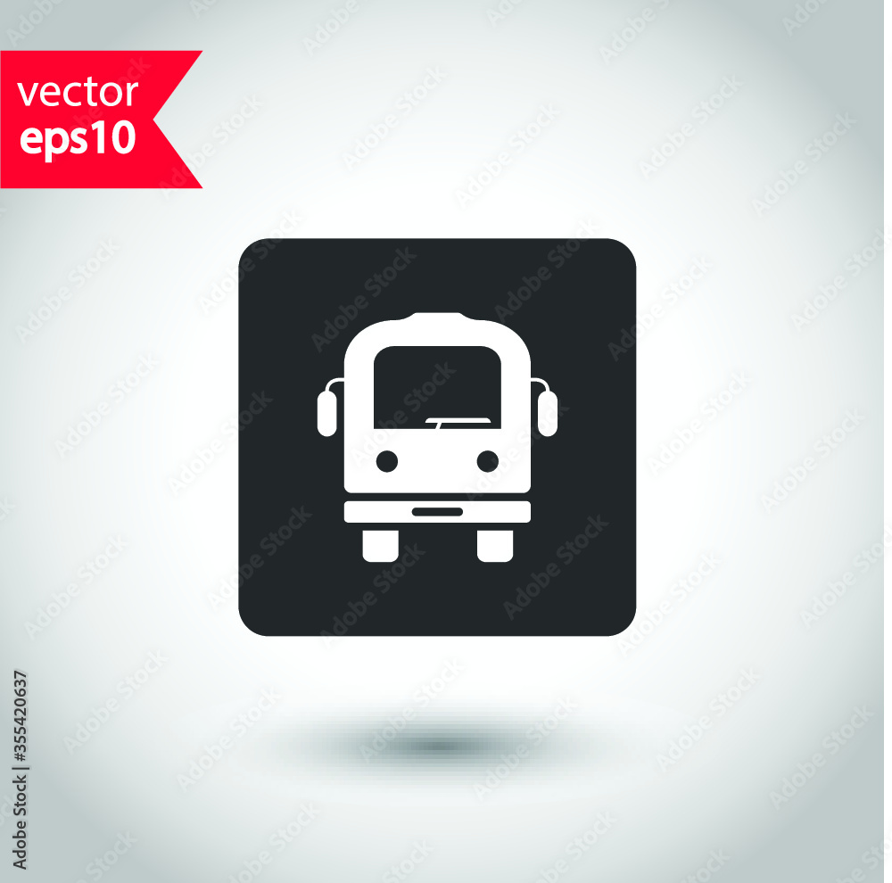 Transport bus vector icon. Bus front view icon. Vehicle icon. Studio background. EPS 10 vector sign. Bus flat sign design symbol pictogram Transport bus vector icon. Bus front view icon. Vehicle icon. Studio background. EPS 10 vector sign. Bus flat sign design symbol pictogram